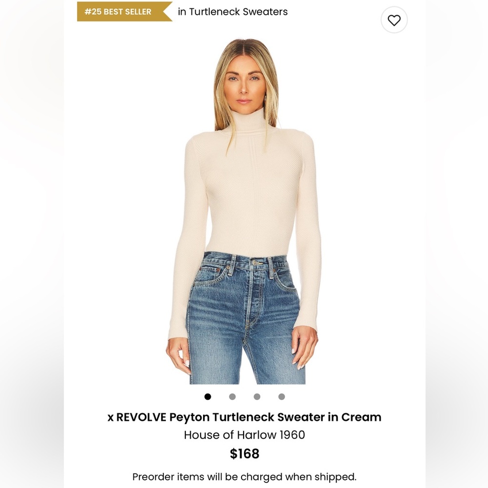 House of Harlow 1960 Cream Cowl Turtleneck Sweater